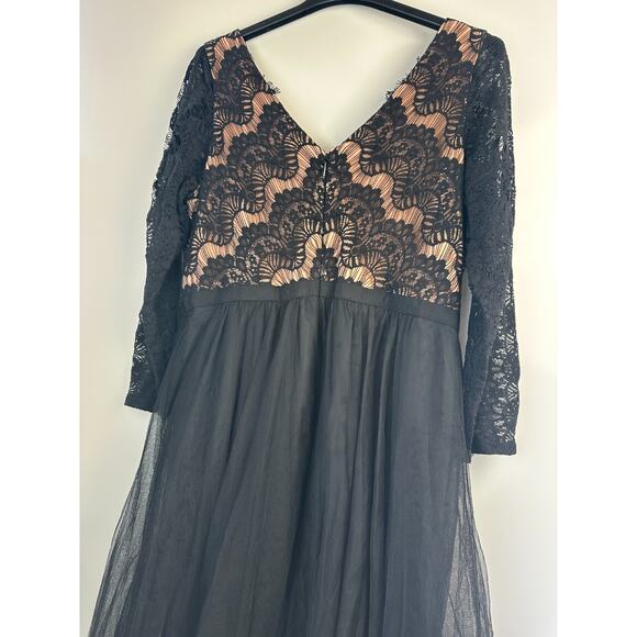 City Chic Rare Beauty Dress Lace Fit & Flare Black A Line Tulle XL Plus Size 22 - Picture 4 of 16